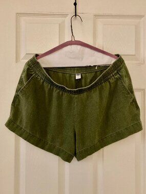 Great Condition, SZ M, Old Navy, Linen Blend Shorts, Olive Green